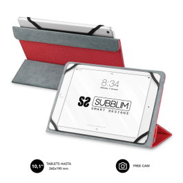 Subblim Funda Freecam Case para Tablet de hasta 10.1 pulgadas, Rojo, Tacto Cloth