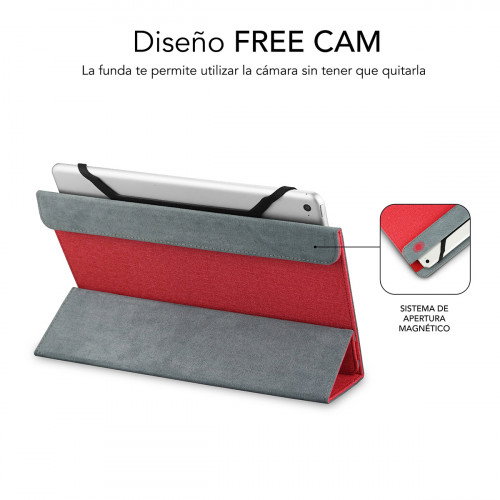 Subblim Funda Freecam Case para Tablet de hasta 10.1 pulgadas, Rojo, Tacto Cloth