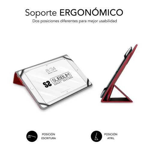 Subblim Funda Freecam Case para Tablet de hasta 10.1 pulgadas, Rojo, Tacto Cloth
