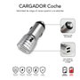 Subblim Cargador de Coche Dual Alum 2.4A con Cable 3 en 1 Plata
