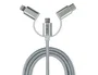 Subblim Cargador de Coche Dual Aluminio 2.4A con Cable 3 en 1 Plata