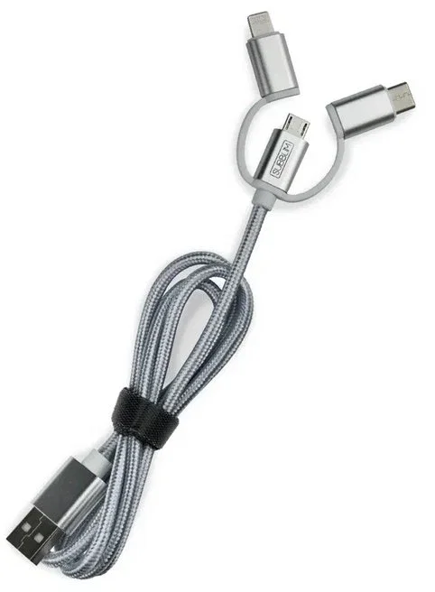 Subblim Cargador de Coche Dual Aluminio 2.4A con Cable 3 en 1 Plata Subblim Cargador de Coche Dual Aluminio 2.4A con Cable 3 en 1 Plata