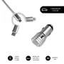 Subblim Cargador de Coche Dual Aluminio 2.4A con Cable 3 en 1 Plata
