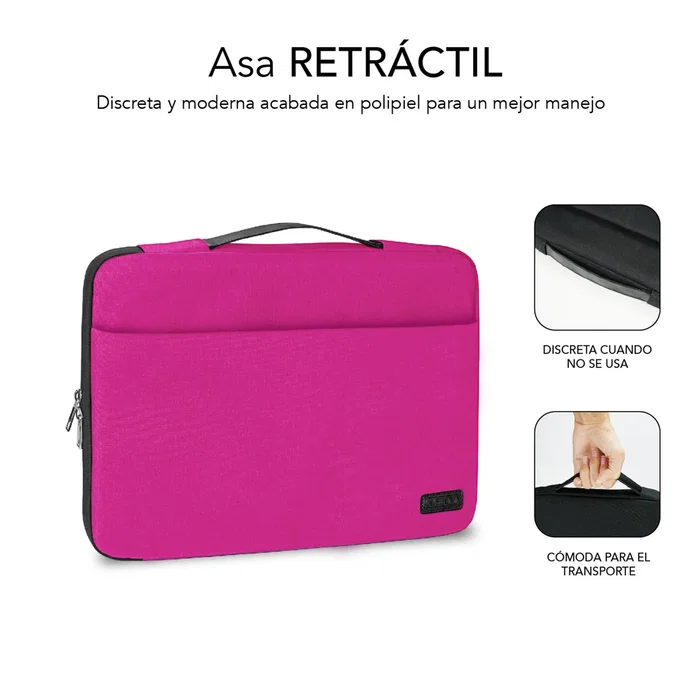 Subblim Elegant SUB-LS-0TS0101 Maletín Funda Protectora para Portátil Hasta 39.6 cm (15.6 Pulgadas), Interior Aterciopelado Acolchado, Asa Retráctil, Rosa