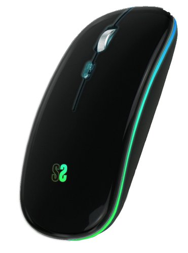 Subblim LED Dual Flat Mouse Black con Bluetooth y Receptor USB, 1600 DPI, Negro