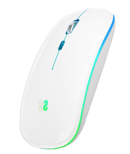 Subblim LED Dual Flat Mouse Blanco con Iluminación RGB y Conexión Dual