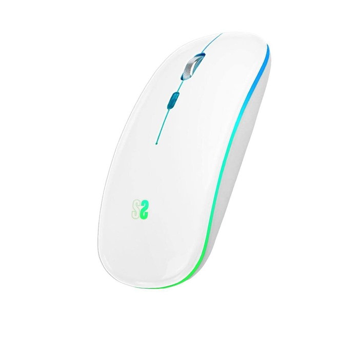Subblim LED Dual Flat Mouse Blanco con Iluminación RGB y Conexión Dual