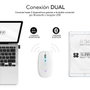 Subblim LED Dual Flat Mouse Blanco con Iluminación RGB y Conexión Dual