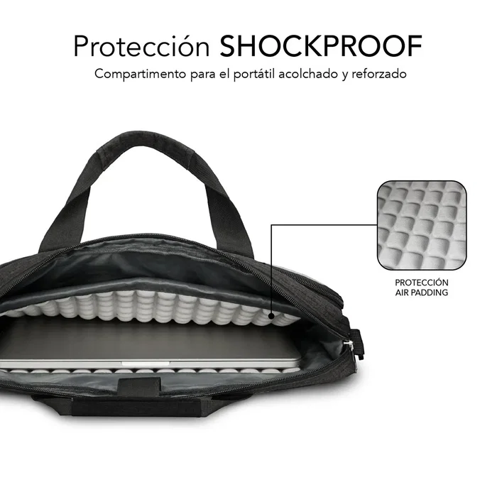 Subblim Maletín Air Padding para Portátiles de 13,3-14 Pulgadas, Gris Oscuro