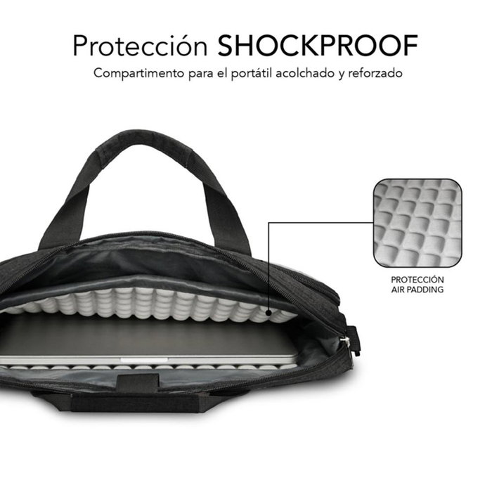 Subblim Maletín Air Padding para Portátiles de 13,3-14 pulgadas, Gris Oscuro