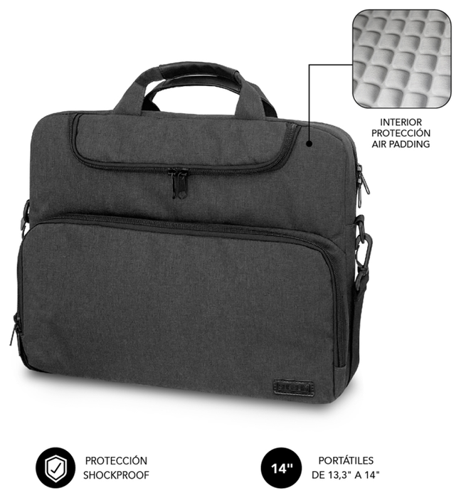 Subblim Maletín Air Padding para Portátiles de 13,3-14 pulgadas, Gris Oscuro