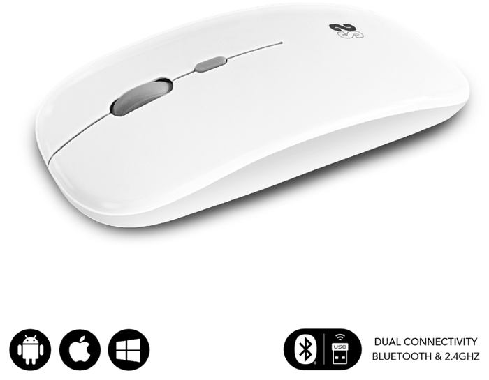 Subblim Dual Flat Ratón Inalámbrico Blanco Recargable