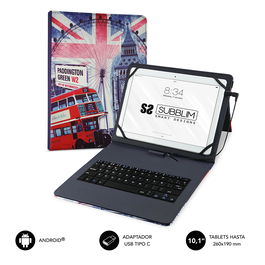 SUBBLIM funda de tablet con teclado usb KEYTAB USB 10,1" England