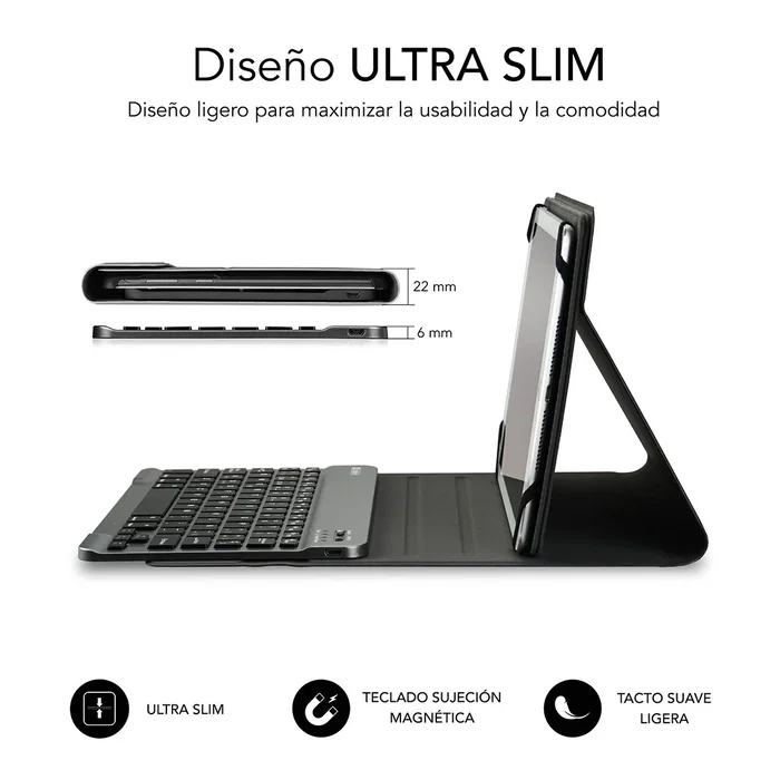 Subblim Keytab Pro Funda con Teclado Bluetooth Gris para Tablet de 10,1 pulgadas