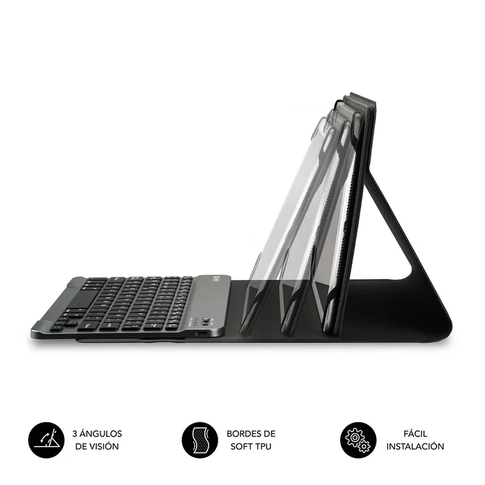 Subblim Keytab Pro Funda con Teclado Bluetooth Gris para Tablet de 10,1 pulgadas