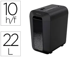 Fellowes LX-65 Destructora de Documentos, 10 Hojas, Corte Partículas P-4, Destruye Grapas, Clips y Tarjetas