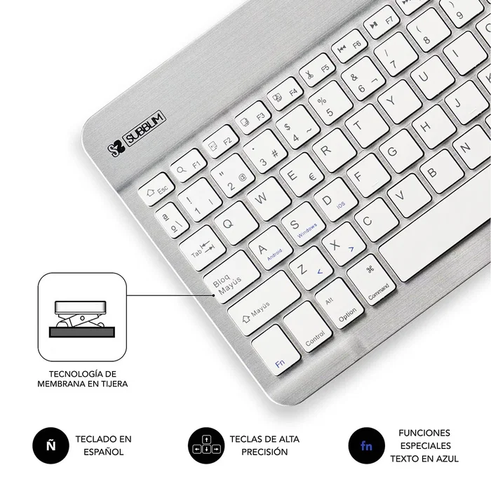 Subblim Teclado Smart BT Silver QWERTY Español Subblim Teclado Smart BT Silver QWERTY Español
