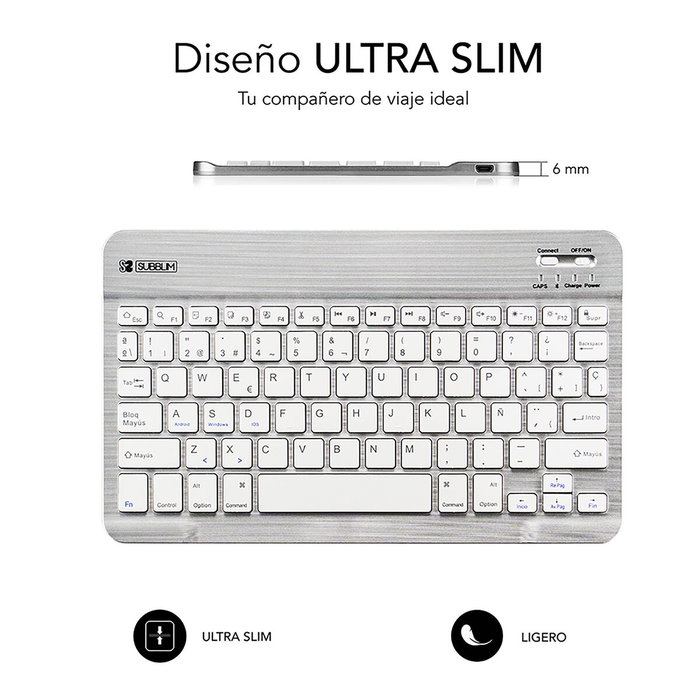Subblim Smart BT Teclado Inalámbrico Bluetooth Plata