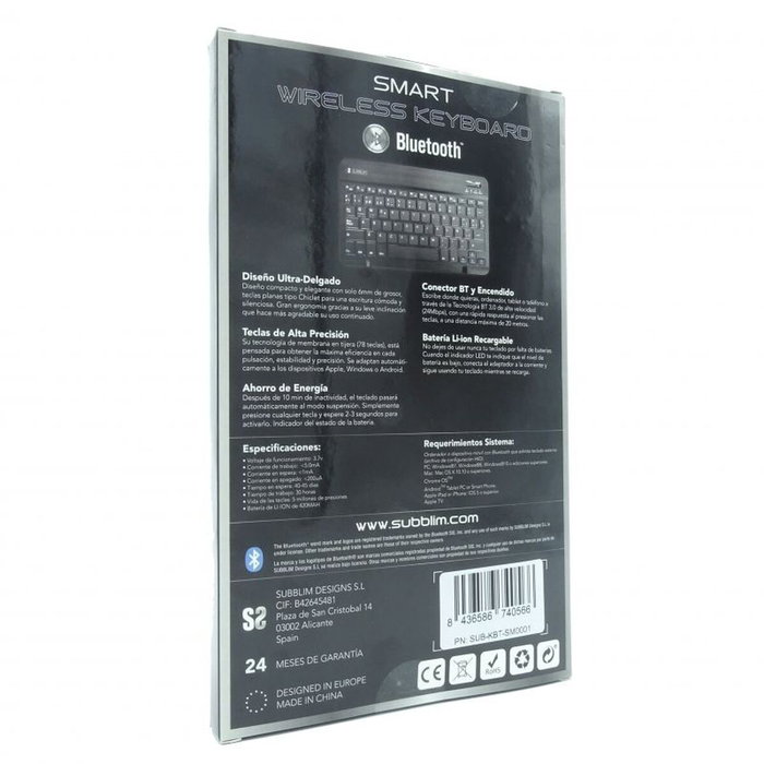 Subblim Smart BT Teclado Inalámbrico Bluetooth Plata