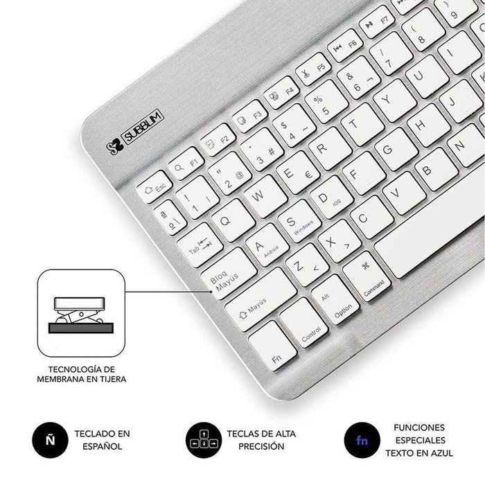 Subblim Smart BT Teclado Inalámbrico Bluetooth Plata
