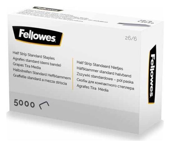 Fellowes Grapas de Media Carga 26/6 Plata Caja de 5000 Fellowes Grapas de Media Carga 26/6 Plata Caja de 5000