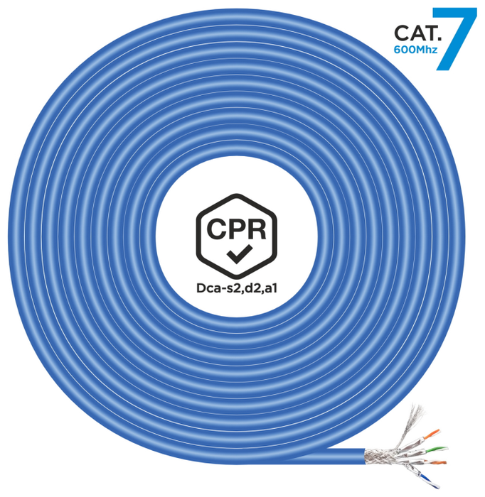 Aisens Bobina de Cable de Red Cat.7 S/FTP AWG23 600 MHz 305m Azul