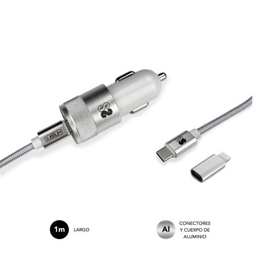 Subblim Cargador de Coche Dual PD20W+QC3.0 con Cable USB C a Lightning Blanco