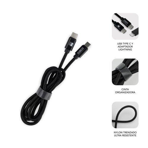 Subblim Cargador de Coche Dual PD20W+QC3.0 con Cable USB-C a Lightning Negro