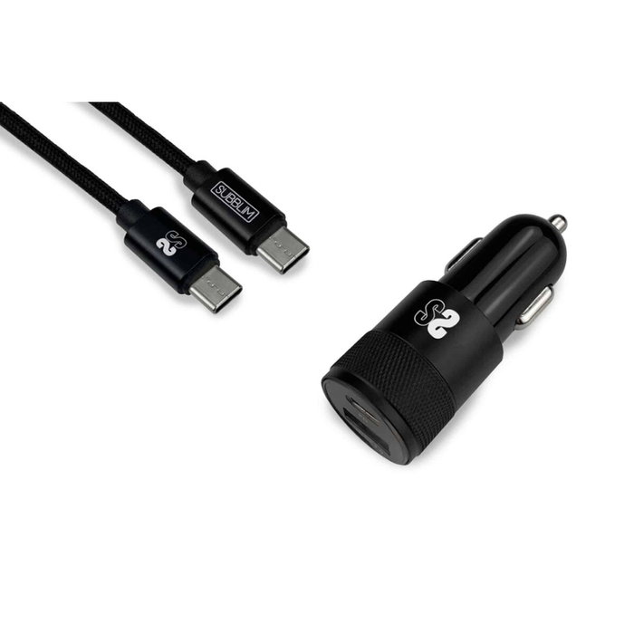 Subblim Cargador de Coche Dual PD20W+QC3.0 con Cable USB-C a Lightning Negro