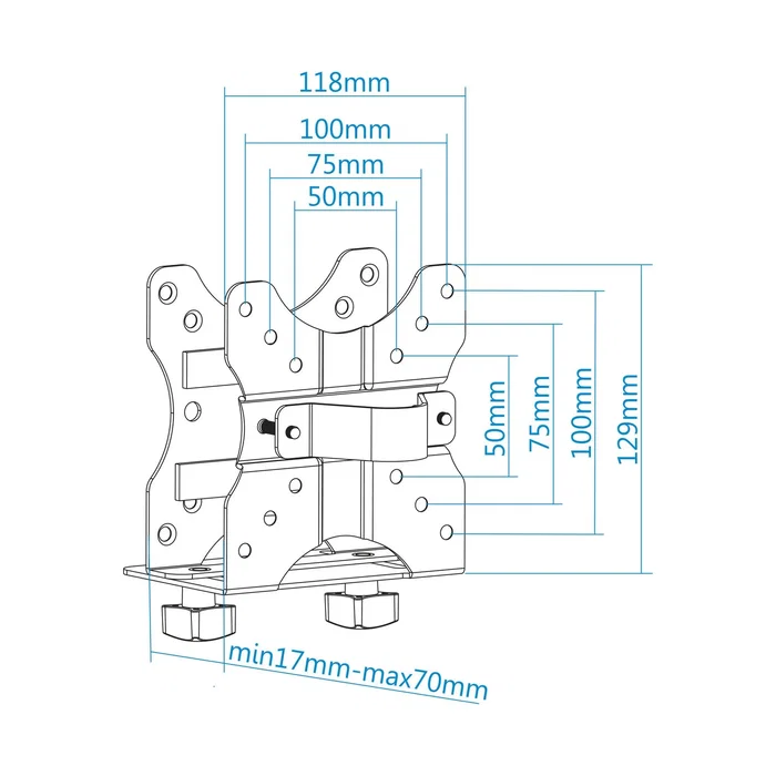 Tooq TCCH0001-B Soporte VESA para Mini PC, 4 Opciones de Montaje, 5 kg Máximo, Compatible VESA 50x50 75x75 100x100, Negro