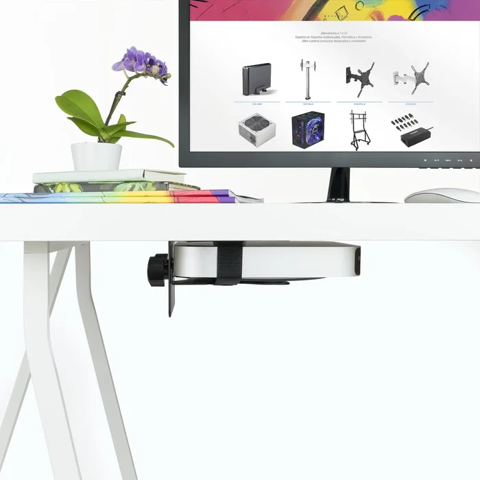 Tooq TCCH0001-B Soporte VESA para Mini PC, 4 Opciones de Montaje, 5 kg Máximo, Compatible VESA 50x50 75x75 100x100, Negro