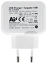 Aisens Cargador USB 17W 5V/3.4A con 2 Puertos USB y Control AI, Blanco