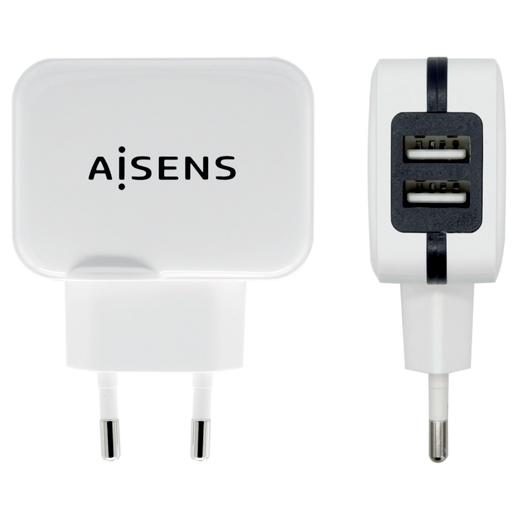 Aisens Cargador USB 17W 5V-3.4A, 2X USB-A Con Control AI Blanco Aisens Cargador USB 17W 5V-3.4A, 2X USB-A Con Control AI Blanco