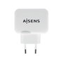 Aisens Cargador USB 17W 5V/3.4A con 2 Puertos USB y Control AI, Blanco