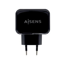 AISENS - CARGADOR USB 17W 5V/3.4A, 2xUSB CON CONTROL AI, NEGRO