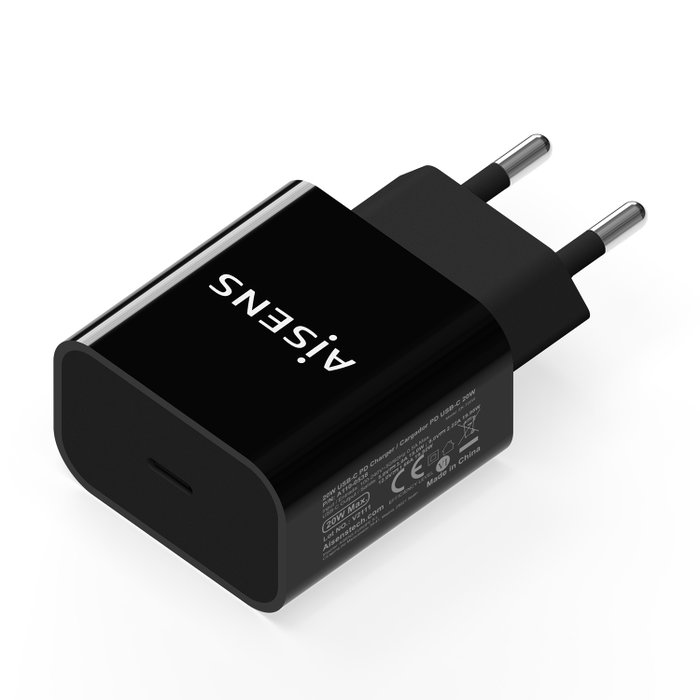 AISENS A110-0538 Cargador USB-C PD3.0 20W 1 Puerto Negro AISENS A110-0538 Cargador USB-C PD3.0 20W 1 Puerto Negro
