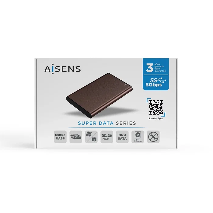 AISENS CAJA EXTERNA 2,5" ASE-2525BWN 9.5MM SATA A USB 3.0/USB3.1 GEN1, MARRON