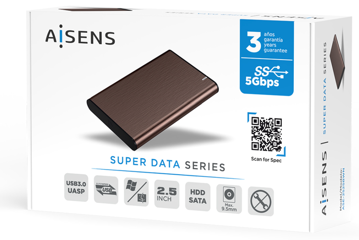 Aisens Caja Externa 2.5 Pulgadas ASE-2525BWN Marrón
