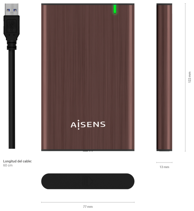 Aisens Caja Externa 2.5 Pulgadas ASE-2525BWN Marrón