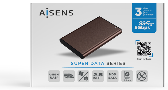Aisens Caja Externa 2.5 Pulgadas ASE-2525BWN Marrón
