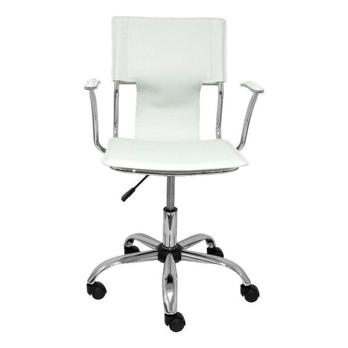 Piqueras y Crespo Silla Bogarra Giratoria con Brazos Fijos y Tapizado Símil Piel Blanco Piqueras y Crespo Silla Bogarra Giratoria con Brazos Fijos y Tapizado Símil Piel Blanco