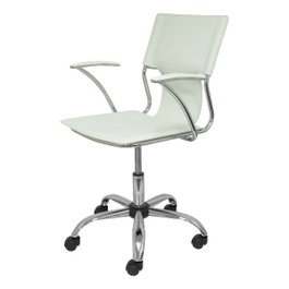 Piqueras y Crespo Silla Bogarra Giratoria con Brazos Fijos y Tapizado Símil Piel Blanco