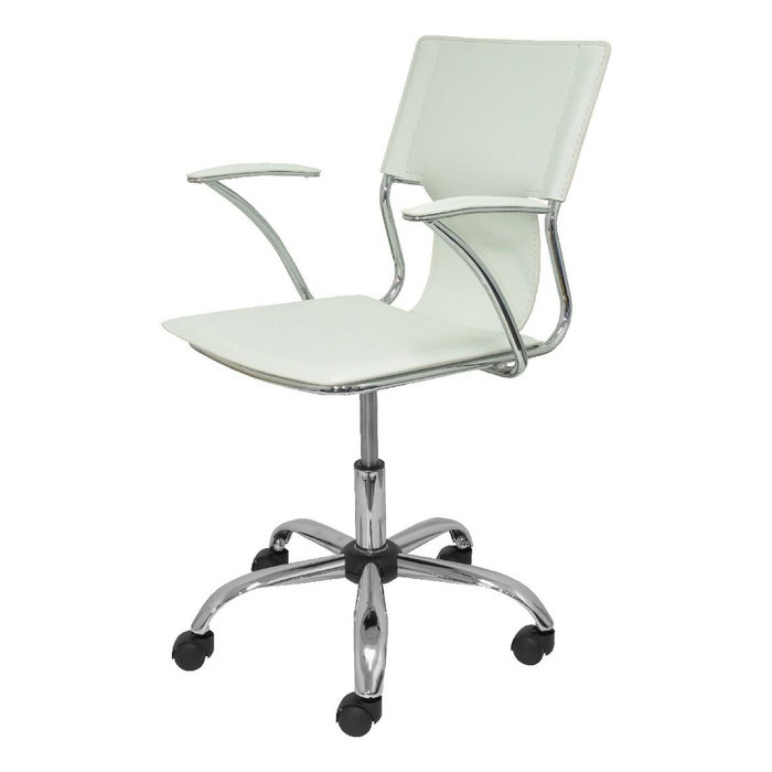 Piqueras y Crespo Silla Bogarra Giratoria con Brazos Fijos y Tapizado Símil Piel Blanco Piqueras y Crespo Silla Bogarra Giratoria con Brazos Fijos y Tapizado Símil Piel Blanco