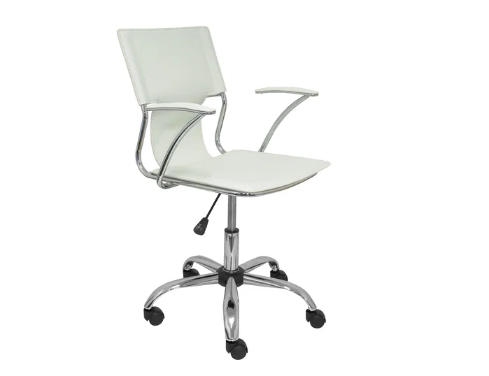 Piqueras y Crespo Silla Bogarra Giratoria con Brazos Fijos y Tapizado Símil Piel Blanco Piqueras y Crespo Silla Bogarra Giratoria con Brazos Fijos y Tapizado Símil Piel Blanco