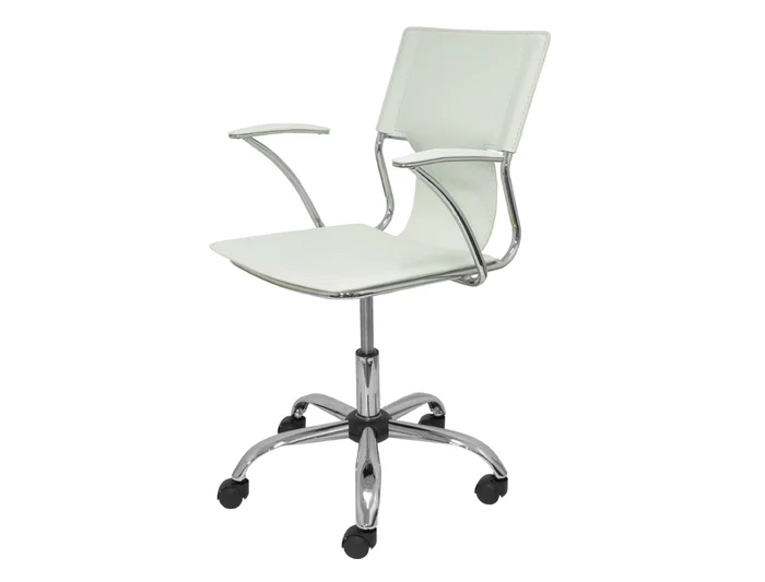 Piqueras y Crespo Silla giratoria respaldo medio regulable en altura símilpiel blanca 860+90x480x440 mm