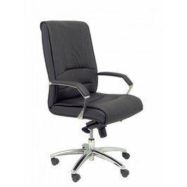 PIQUERAS Y CRESPO Gineta Sillón de Dirección con Brazos Fijos y Tapizado en Símil Piel Negro