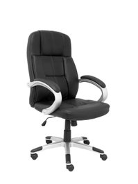 Sillón Tobarra con mecanismo Basculante tapizada con Similpiel color Negro. Equipado con Base poliamida gris, Brazos fijos y Ruedas de nailon 50 mm