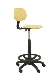 Taburete Tus con mecanismo Contacto lama de Madera. Equipado con Base poliamida negra, Sin brazos y Ruedas de parqué