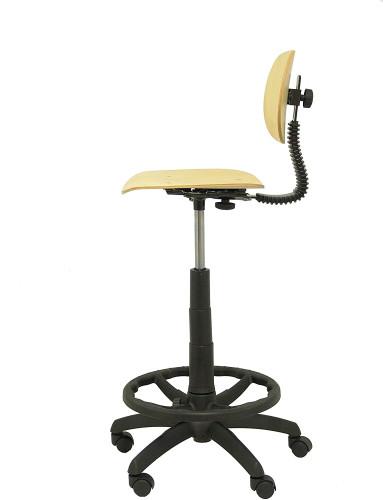 Piqueras y Crespo Taburete de Trabajo T32, Giratorio y Regulable en Altura, Ergonómico con Asiento y Respaldo de Madera Haya