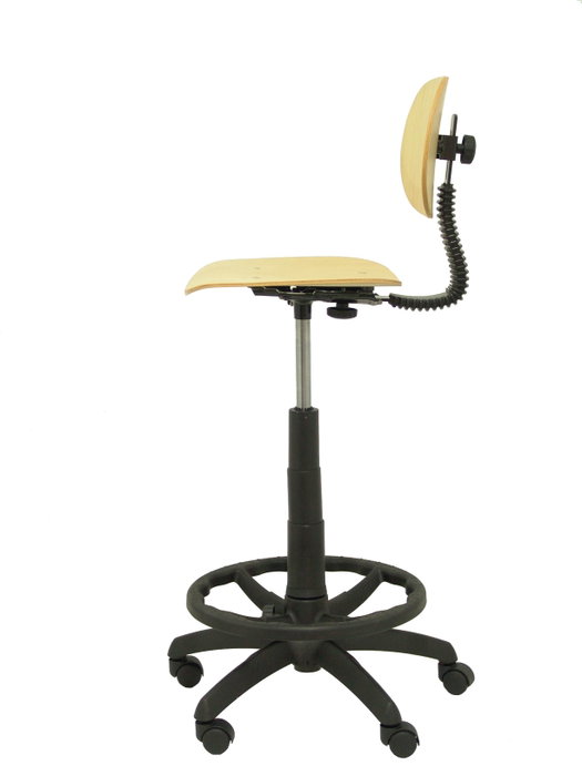 Taburete Tus con mecanismo Contacto lama de Madera. Equipado con Base poliamida negra, Sin brazos y Ruedas de parqué